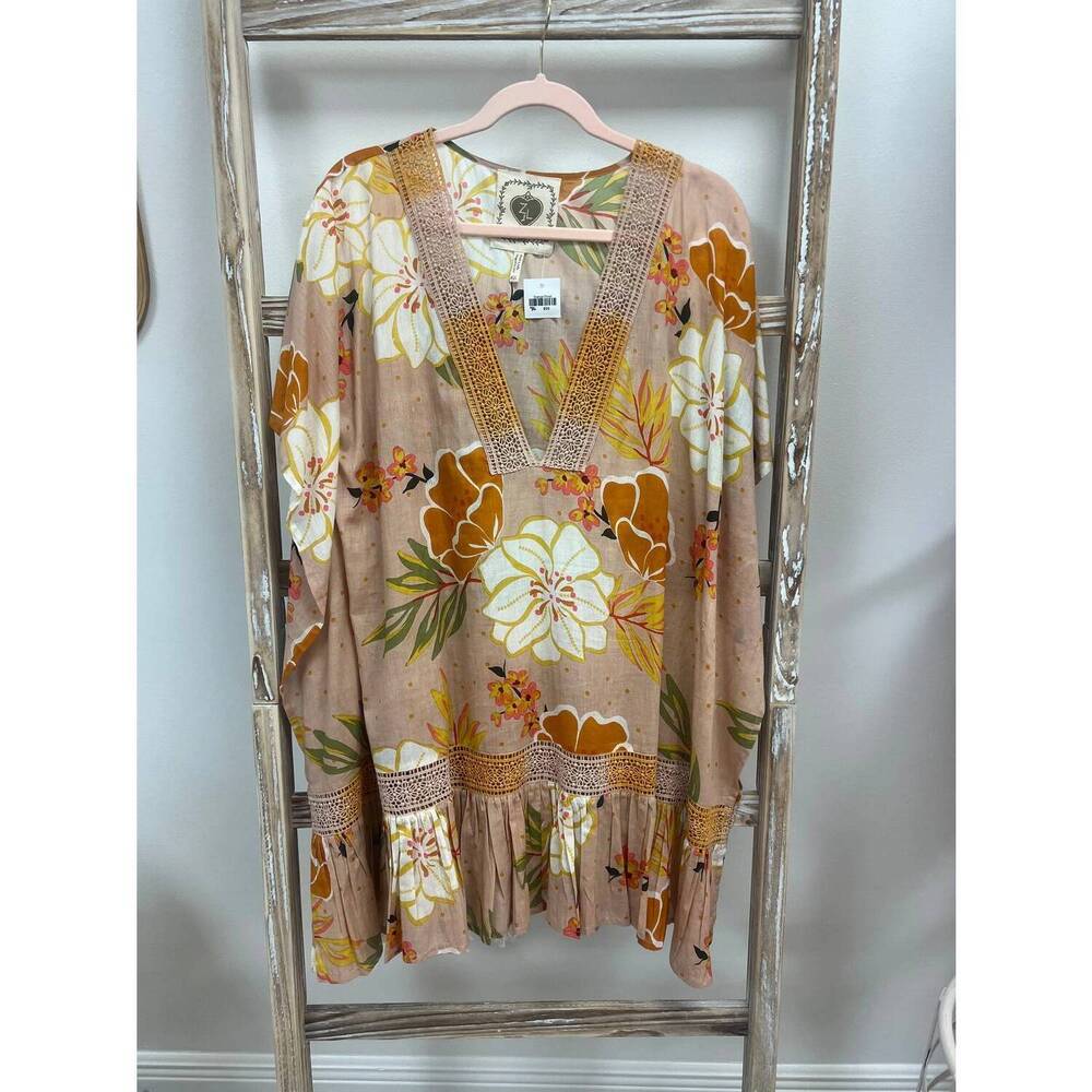 NEW Z&L EUROPE floral long sleeve coverup in orange